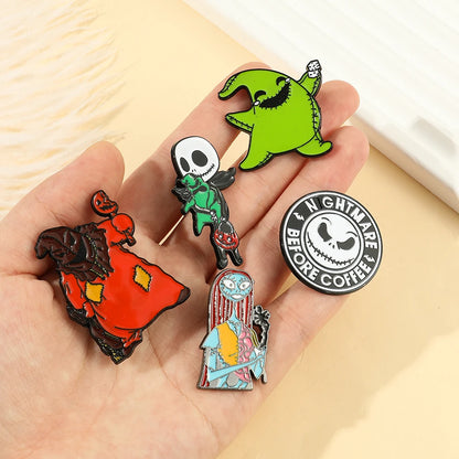 Anime the Nightmare Before Christmas Brooches Jack Skellington Jewelry Metal Badges Disney Halloween Accessories Enamel Pins