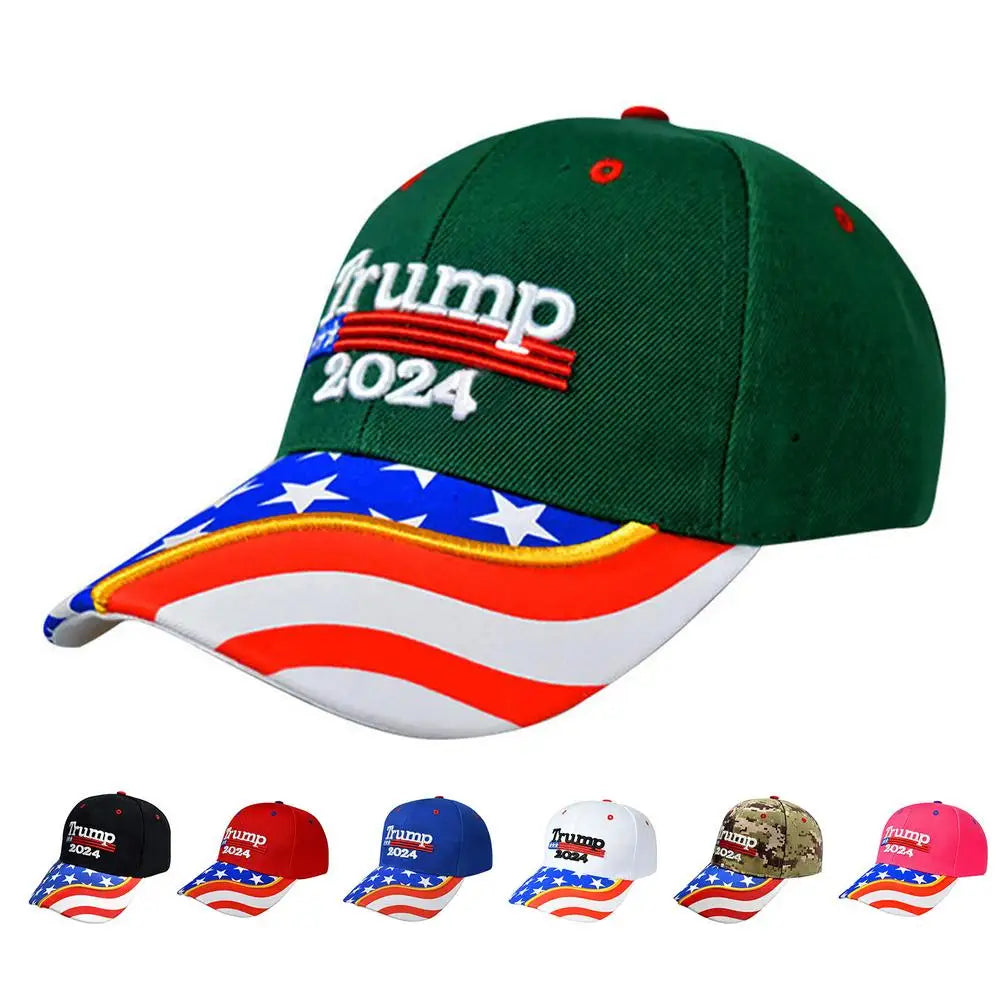 Man's Caps Donald Trump 2024 Hat Trump Baseball Cap with Embroidered Flags of America Adjustable Size for Office All Seasons