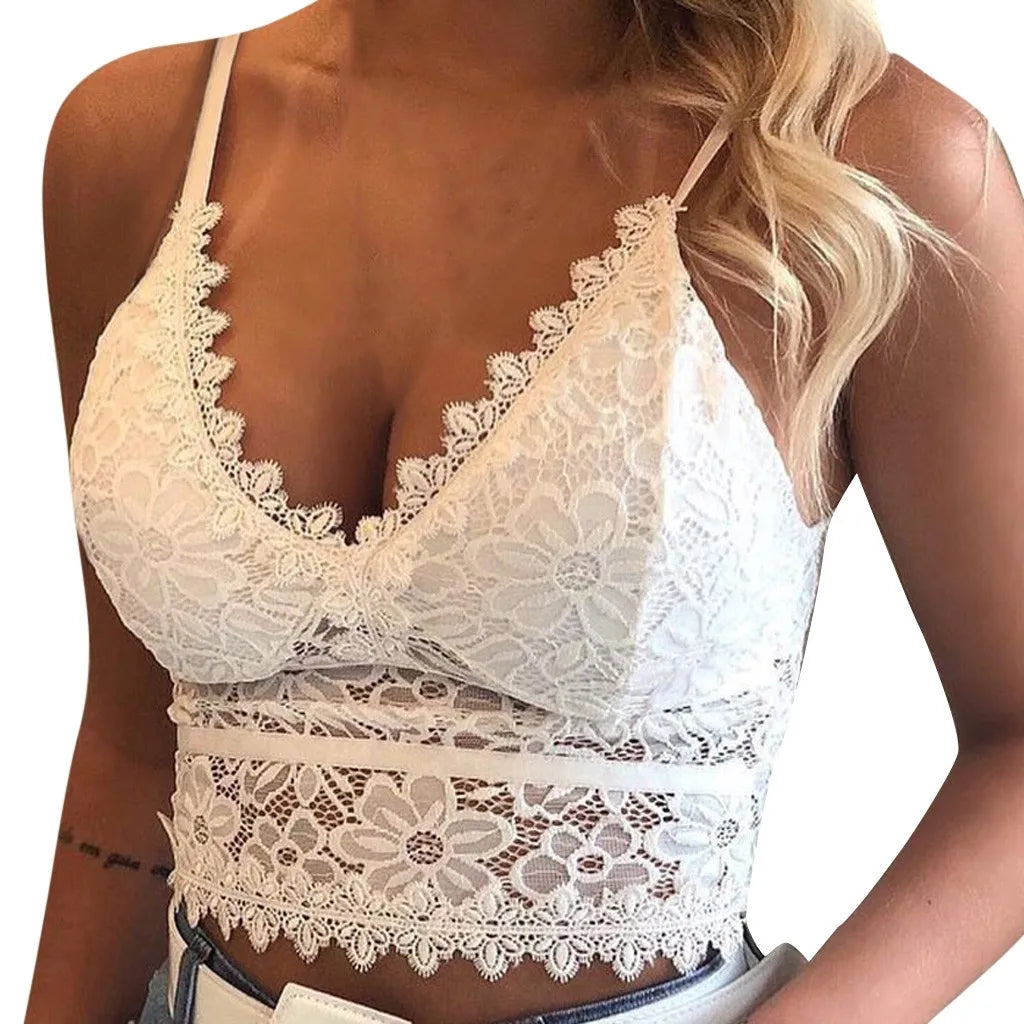 New Eyelash Lace Strap Wrapped Chest Shirt Top New Underwear Ladies Camisole Black White Women Summer Crop Top Woman Bra