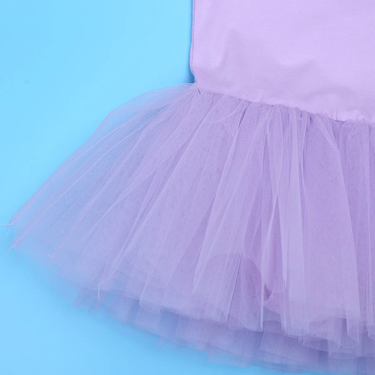 2-10 Years Kids Girls Tutu Ballerina Dancewear Short Sleeve Cotton Tulle Ballet Dance Gymnastics Leotard Performance Tutu Dress