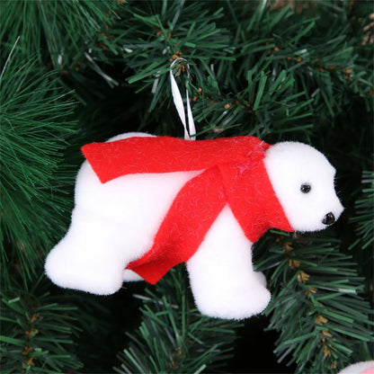 Nordic Romantic Mini Cute Plush White Bear Christmas Tree Pendant Christmas Creative Home Decoration новогодний декор новый год