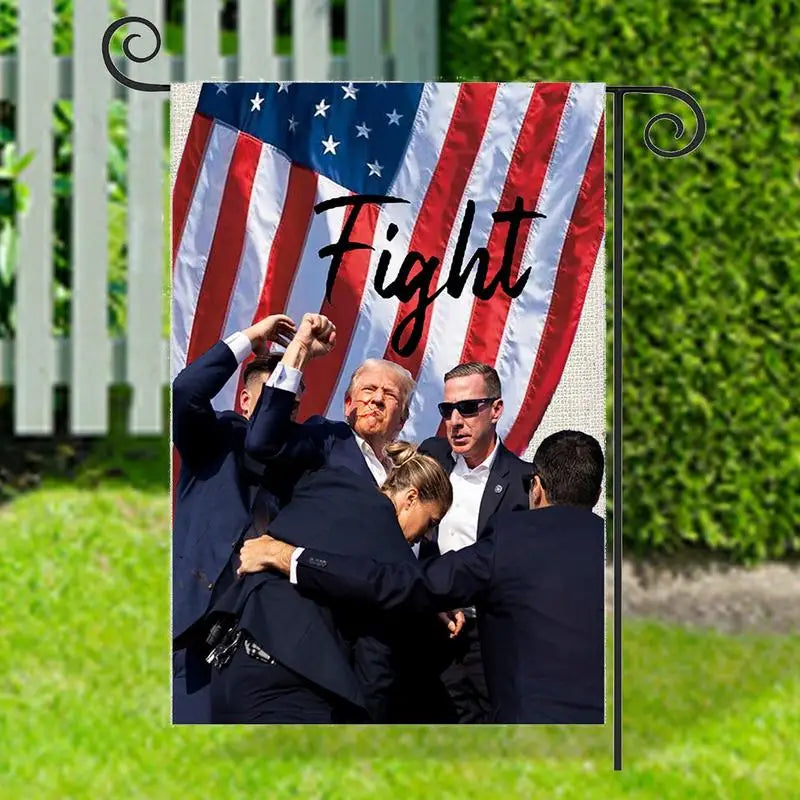 Fight Trump 2024 President Assassination Garden Flag One Size Hilarious Outdoor Flag Outside Small Garden Flag Porch Terrace