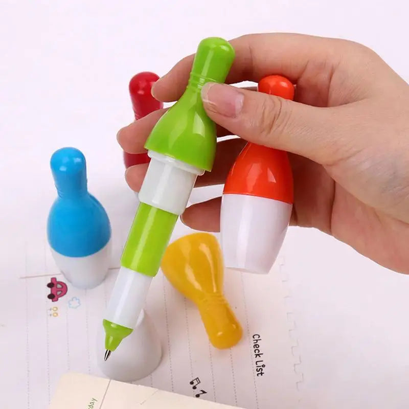 Cute Retractable Pens 10pcs Creative Cartoon Retractable Bowling Pen Mini Pen Kawaii Cool Pens Set Stationery Gel Ink Office