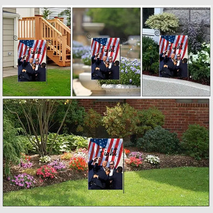 Fight Trump 2024 President Assassination Garden Flag One Size Hilarious Outdoor Flag Outside Small Garden Flag Porch Terrace