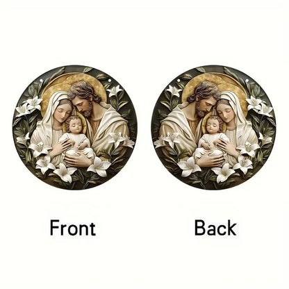 1pc Round  Jesus Mary Acrylic Pendant Decoration The Holy Family of Mary Jesus and Joseph  with Blessed Outdoor Decoration