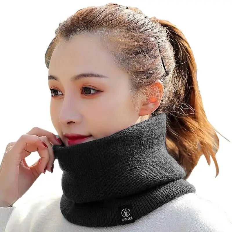 Fleece Neck Warmer Women Winter Scarf Tube Shape Warm Knit Winter Hat For Thicken Cycling Face Cover Cervical Spine Protection