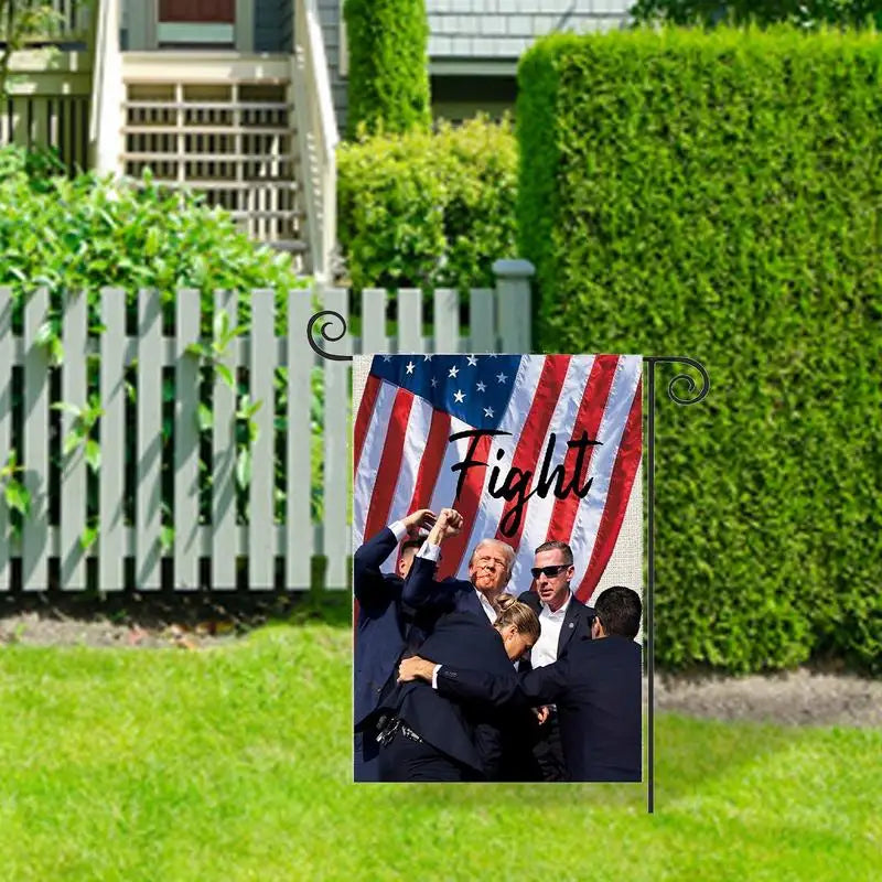 Fight Trump 2024 President Assassination Garden Flag One Size Hilarious Outdoor Flag Outside Small Garden Flag Porch Terrace