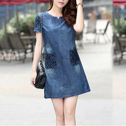 Dresses For Women 2022 Wedding Guest Plus Size Denim Casual Elegant Cowboy Jeans Dress With Pockets Elegant Dresses For Women