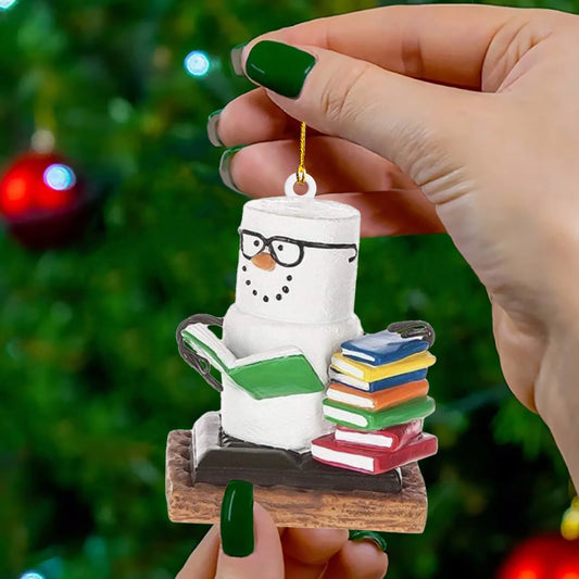 Book Lover Fun Reading Christmas Book Acrylic Ornament Santa Gifts Xmas Product Trees Decorative Hanging Pendants Navidad