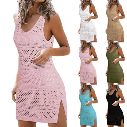 Dresses For Formal Occasions Womens Solid Swimwear Cover Ups Summer Crochet Hollow Out Knit Bathing Suit Beach Vestidos Femenino