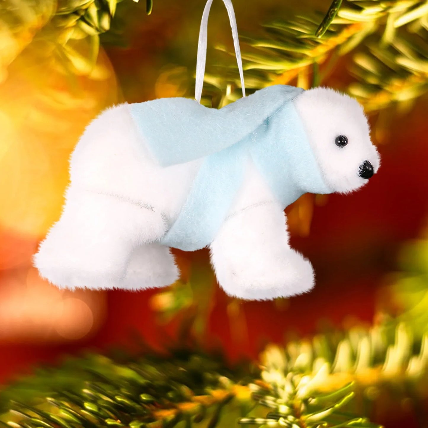 Nordic Romantic Mini Cute Plush White Bear Christmas Tree Pendant Christmas Creative Home Decoration новогодний декор новый год