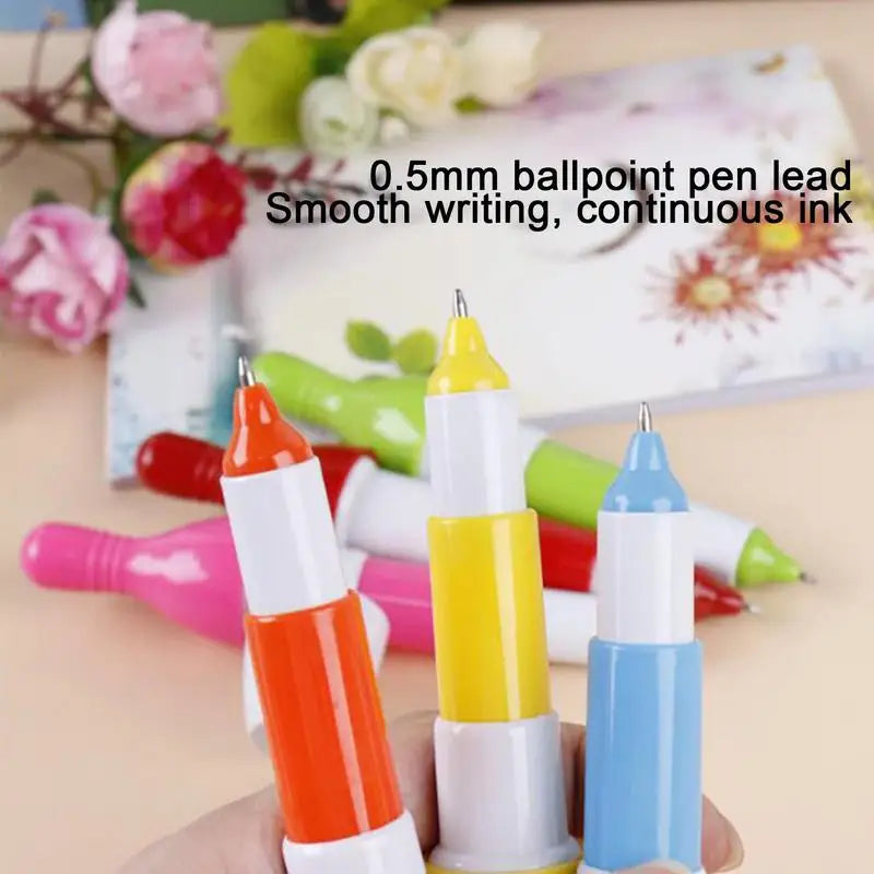 Cute Retractable Pens 10pcs Creative Cartoon Retractable Bowling Pen Mini Pen Kawaii Cool Pens Set Stationery Gel Ink Office