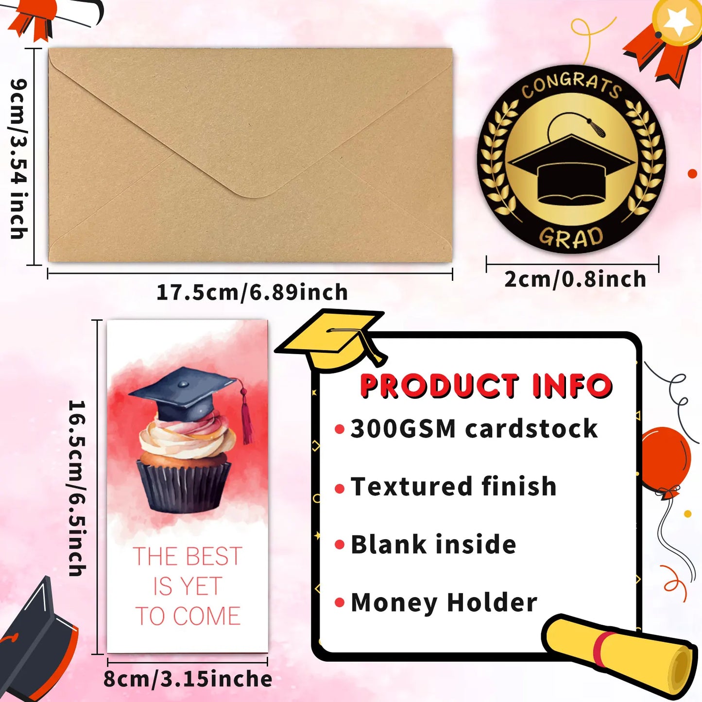 Graduation Cards 24PCS Money Holder 2024, Graduation Gift Cards with Envelopes,College Congratulations Graduat