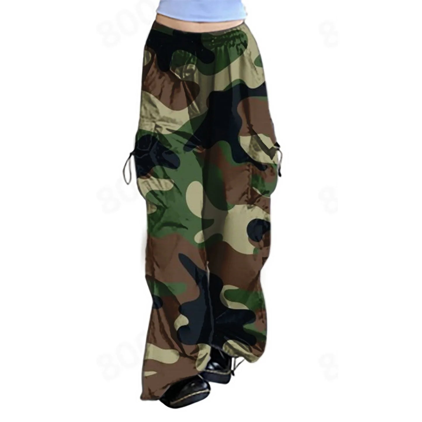 American Vintage Camouflage Cargo Pants Women Summer 2024 New Streetwear Loose Straight Wide Leg Trousers Woman Pants