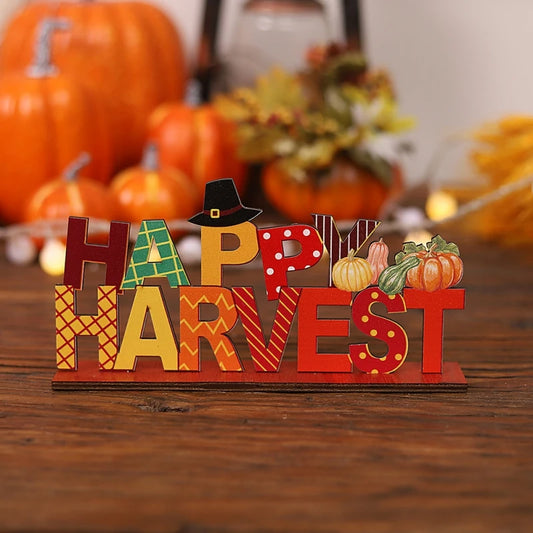 Autumn Wooden Ornaments Thanksgiving Fall Happy Harvest Festival Pumpkin Sign Desktop Ornaments Party Scene Decoration