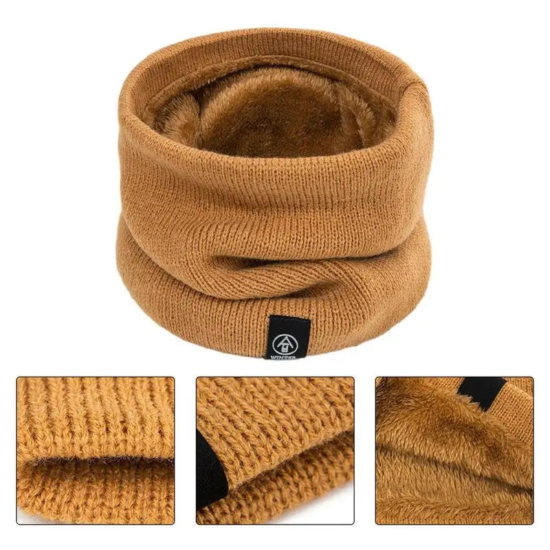 Fleece Neck Warmer Women Winter Scarf Tube Shape Warm Knit Winter Hat For Thicken Cycling Face Cover Cervical Spine Protection