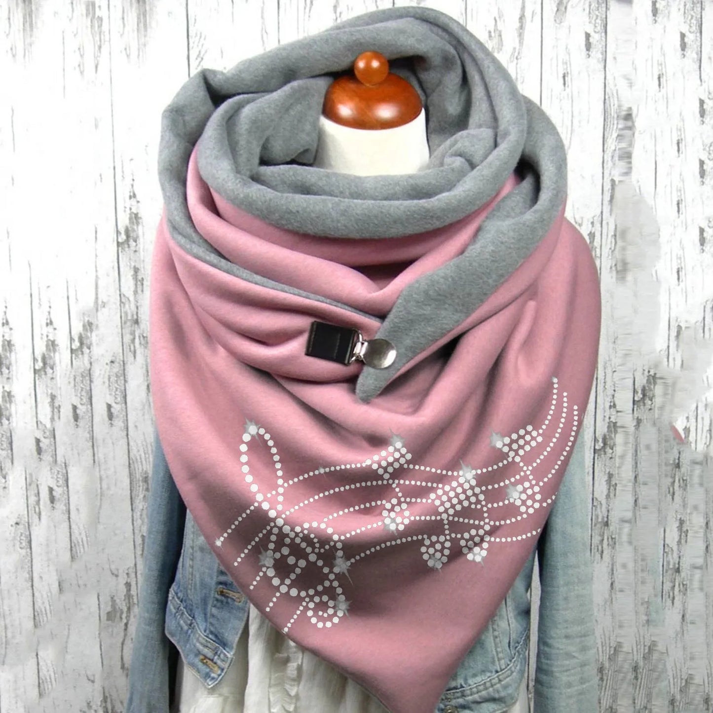 Fashion Scarf Graphic Music Note Print Square Scarves With Button Clasp Women Winter Warm Scarf Female Neck Warmer Blanket Wraps