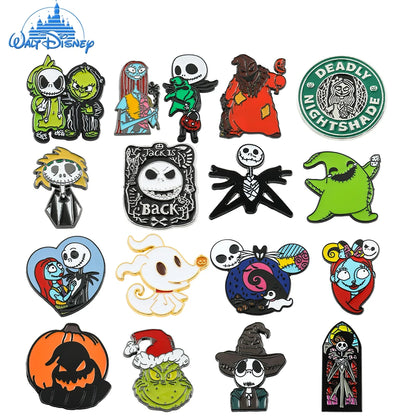 Disney Movie The Nightmare Before Christmas Brooches Jack Skellington Jewelry Metal Badges Halloween Accessories Enamel Pins