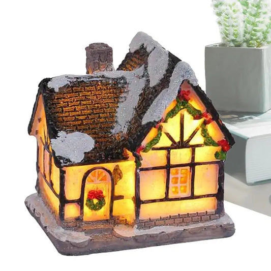 Resin Christmas Houses Desk Village Christmas House LED Decoration Seasonal Decors Tabletop Colorfast Houses For Desktop Coffee