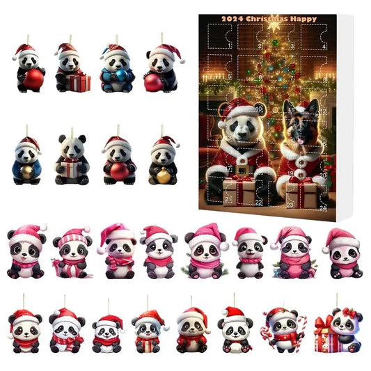 Advent Christmas Panda Calendar 24 Days Countdown Case Set Christmas Panda Decorations Countdown Calendar Case for Girls Kids