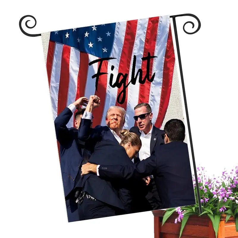 Fight Trump 2024 President Assassination Garden Flag One Size Hilarious Outdoor Flag Outside Small Garden Flag Porch Terrace