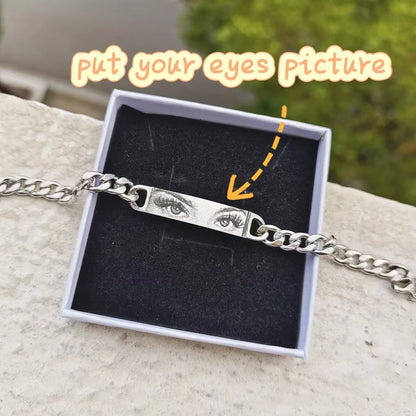 2024 Custom Laser Engraved Eyes Photo Bracelets Personalized  Picture Bracelet Engravable Picture Stainless Steel Jewelry Gifts