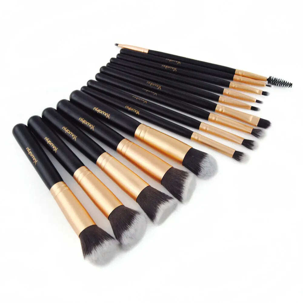 Makeup Brush Set 14Pcs Pro Powder Foundation Eyebrows Face Lip Brushes Tool New