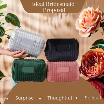 Cute Velvet Makeup Bag for Women Zipper Large Solid Color Cosmetic Bag Travel Make Up Toiletry Bag Washing Pouch