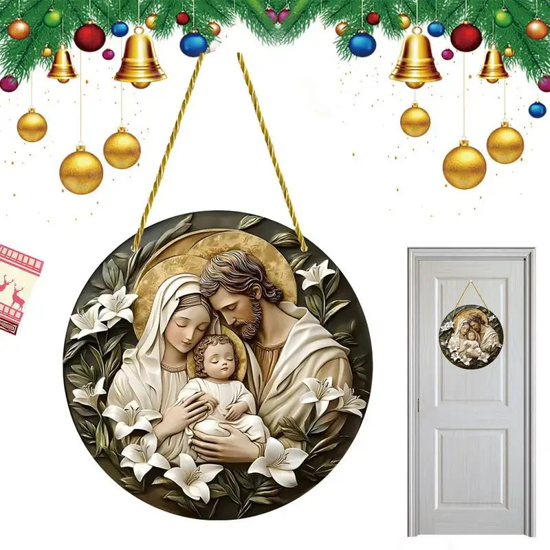 1pc Round  Jesus Mary Acrylic Pendant Decoration The Holy Family of Mary Jesus and Joseph  with Blessed Outdoor Decoration