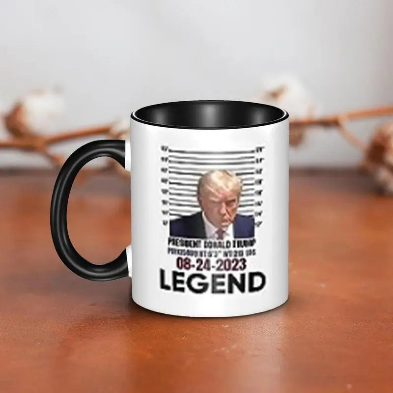 Never Surrender Mug Ceramic Picture Cup Never Surrender Funny Trump Mugshot Coffee Cup For Coffee Juice Whiskey Water Beer Wine