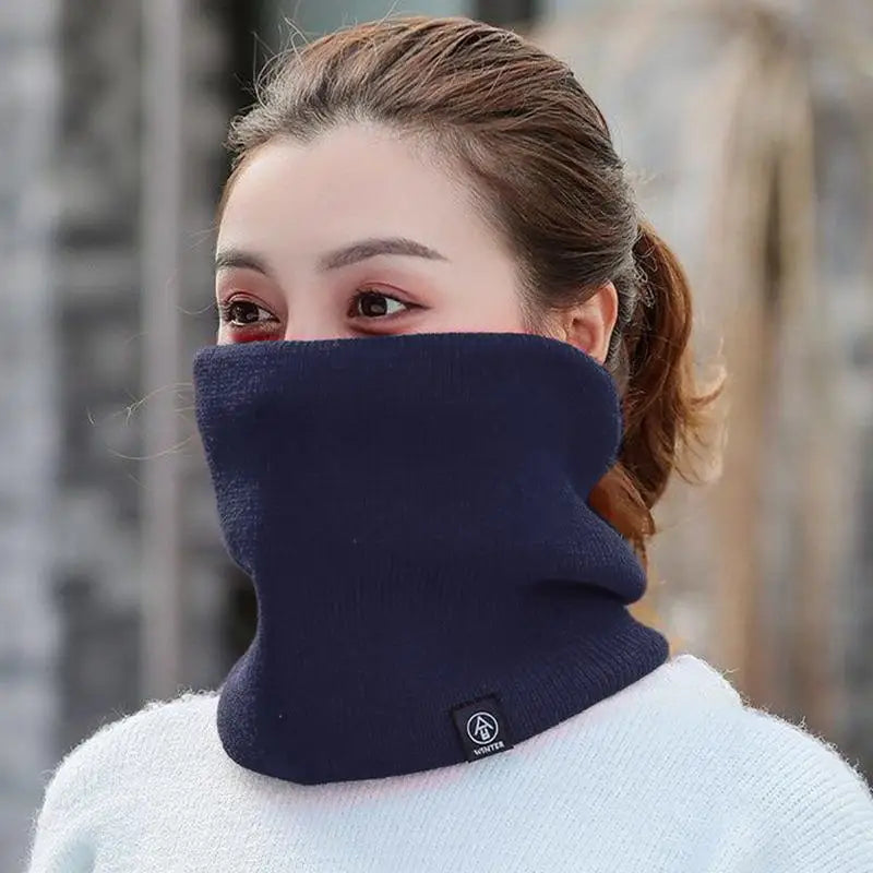 Fleece Neck Warmer Women Winter Scarf Tube Shape Warm Knit Winter Hat For Thicken Cycling Face Cover Cervical Spine Protection