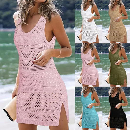 Dresses For Formal Occasions Womens Solid Swimwear Cover Ups Summer Crochet Hollow Out Knit Bathing Suit Beach Vestidos Femenino