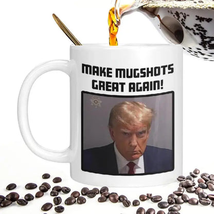 Never Surrender Mug Ceramic Picture Cup Never Surrender Funny Trump Mugshot Coffee Cup For Coffee Juice Whiskey Water Beer Wine