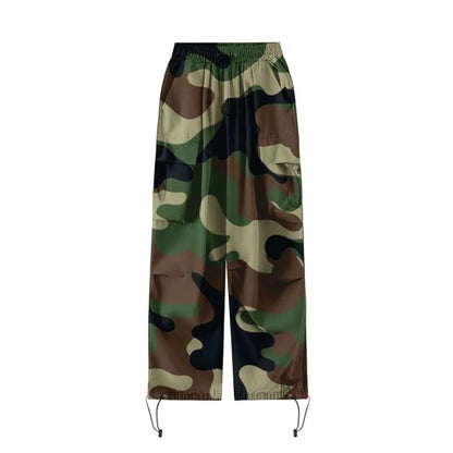 American Vintage Camouflage Cargo Pants Women Summer 2024 New Streetwear Loose Straight Wide Leg Trousers Woman Pants