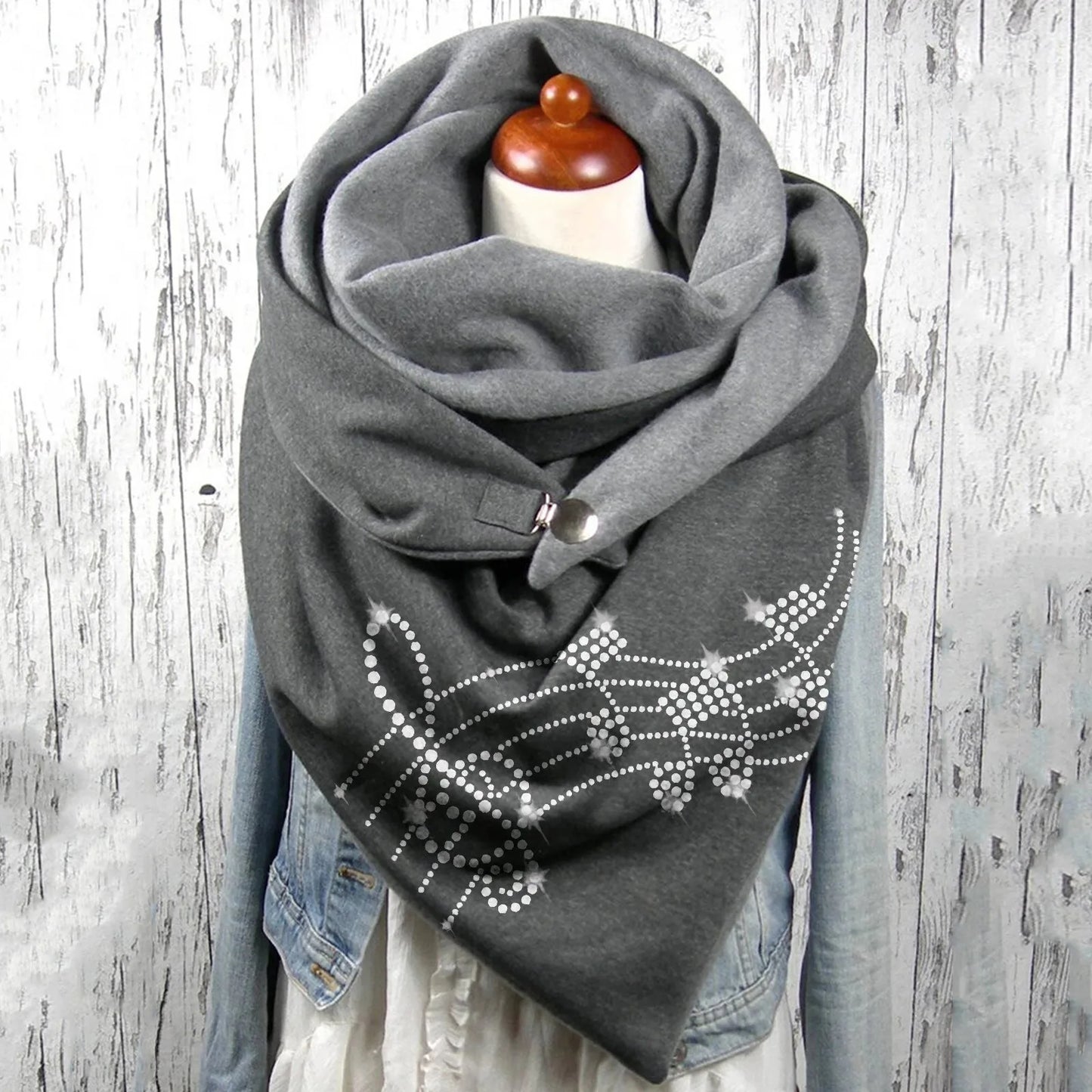 Fashion Scarf Graphic Music Note Print Square Scarves With Button Clasp Women Winter Warm Scarf Female Neck Warmer Blanket Wraps